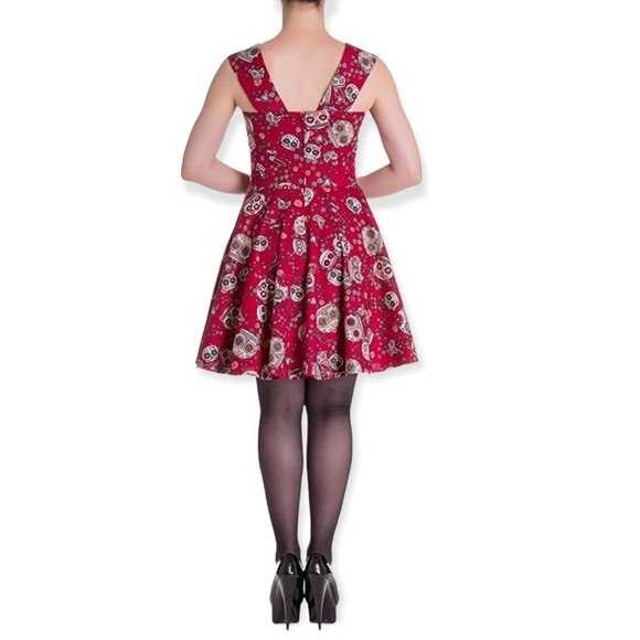 HELL BUNNY Sugar Skull Sweetheart Neckline Mini Dress Size L - Picture 3 of 10